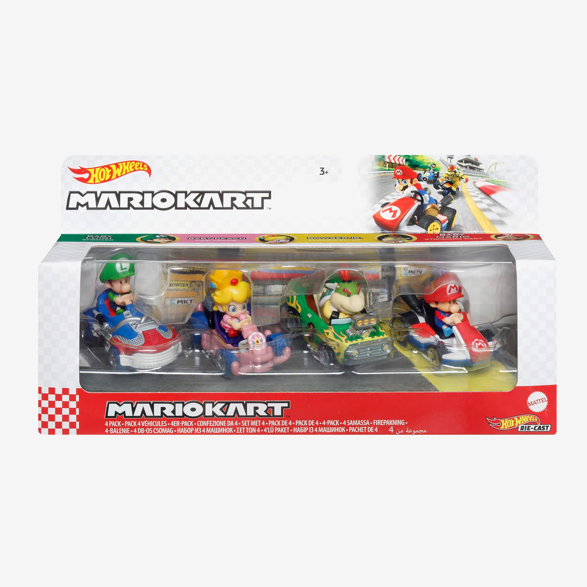 Hot Wheels Mario Kart 4-Pack with 1 Exclusive Kart