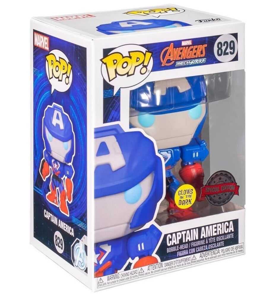 Funko Pop! Marvel Avengers Mech Strike Captain America Glow in the Dark #829