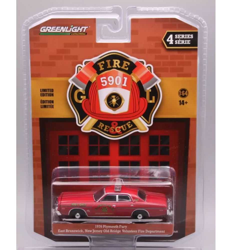 Greenlight 1976 Plymouth Fury Fire Department New Jersey 1:64