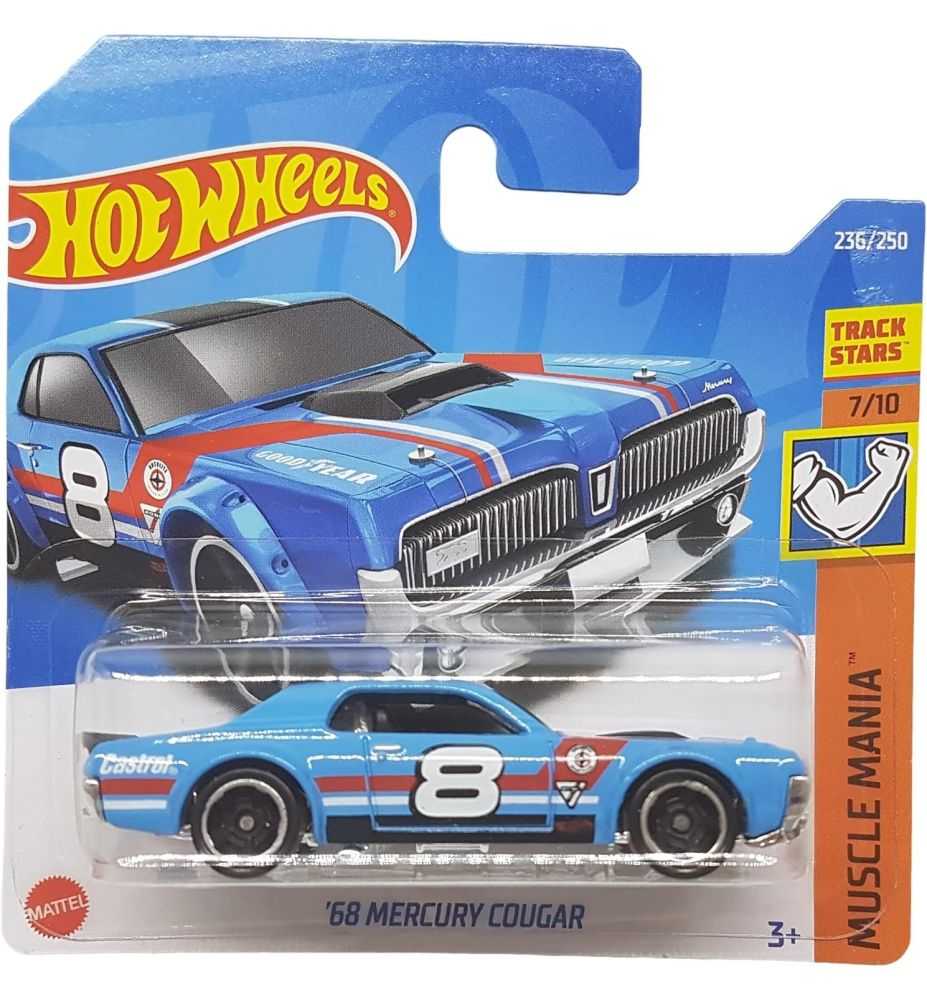 Hot Wheels '68 Mercury Cougar Muscle Mania 7/10 Castrol Goodyear (Short Card)