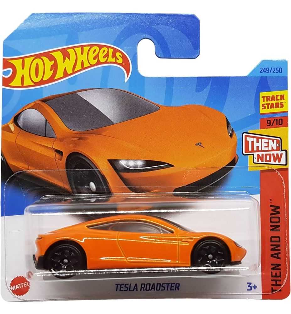 Hot Wheels Tesla Roadster Then and Now 9/10 Orange (Short Card)