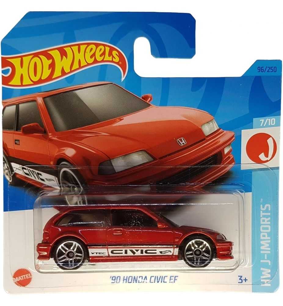 Hot Wheels '90 Honda Civic EF HW J-Imports 7/10 VTEC Red (Short Card)