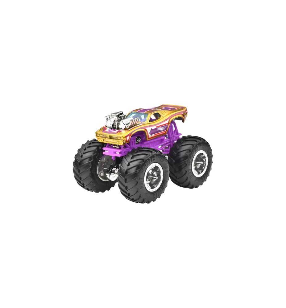 Hot Wheels Monster Trucks Dodge Charger (Pink) vs Rodger Dodger (Gold)