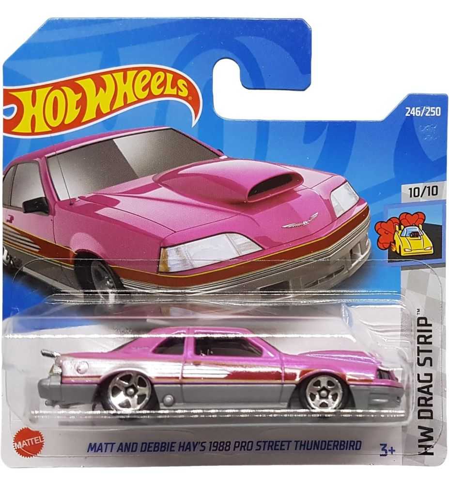 Hot Wheels Matt and Debbie Hay's 1988 Pro Street Thunderbird HW Drag Strip 10/10 Pink (Short Card)