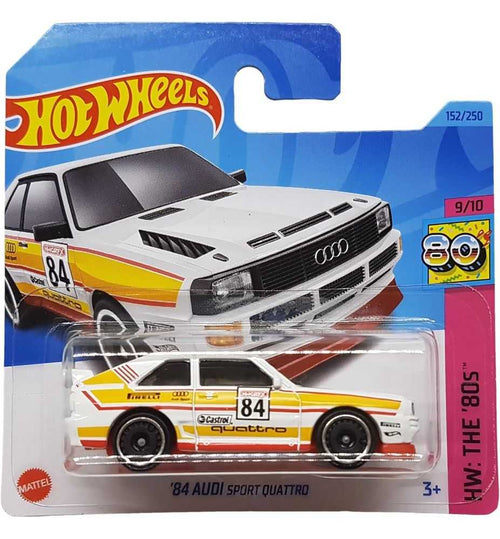 Hot Wheels '84 Audi Sport Quattro HW The '80s 9/10 Pirelli Castrol White (Short Card) HKJ66
