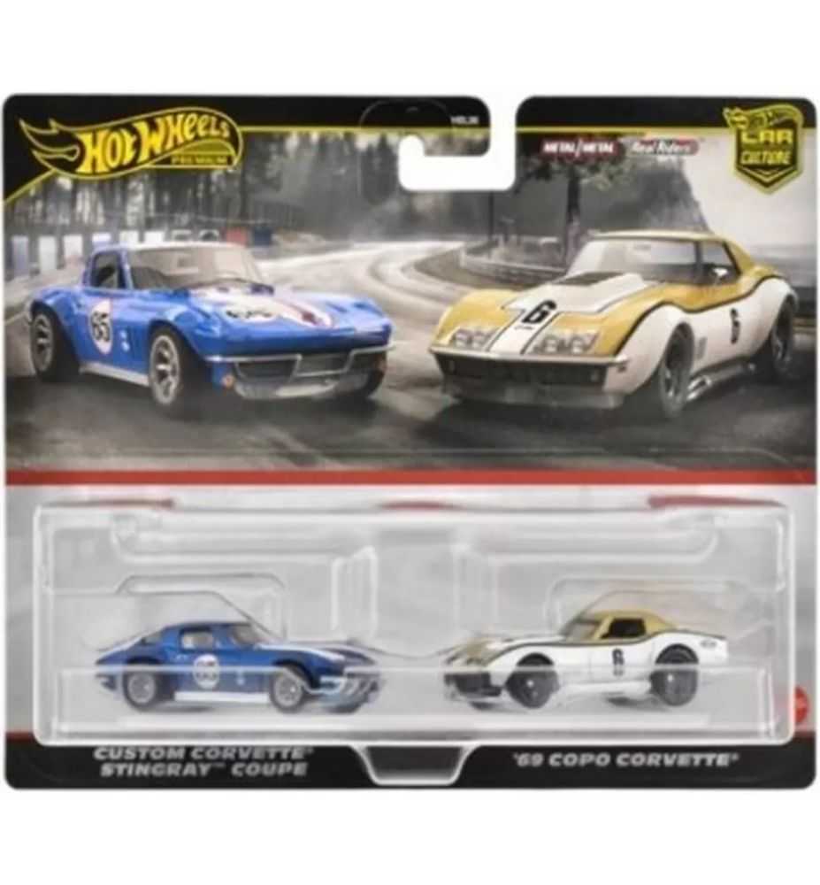 Hot Wheels Premium 2-Pack Custom Corvette Stingray Coupe & '69 COPO Corvette