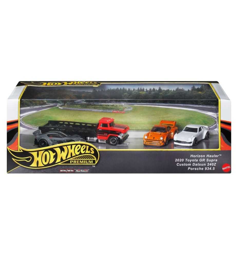 Hot Wheels Premium Diorama Collector Set Supra, Datsun 240Z, Porsche 934.5 & Horizon Hauler