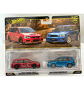 Hot Wheels Premium 2-Pack 2005 Mitsubishi Lancer Evolution IX Wagon & 2004 Subaru Forester STI