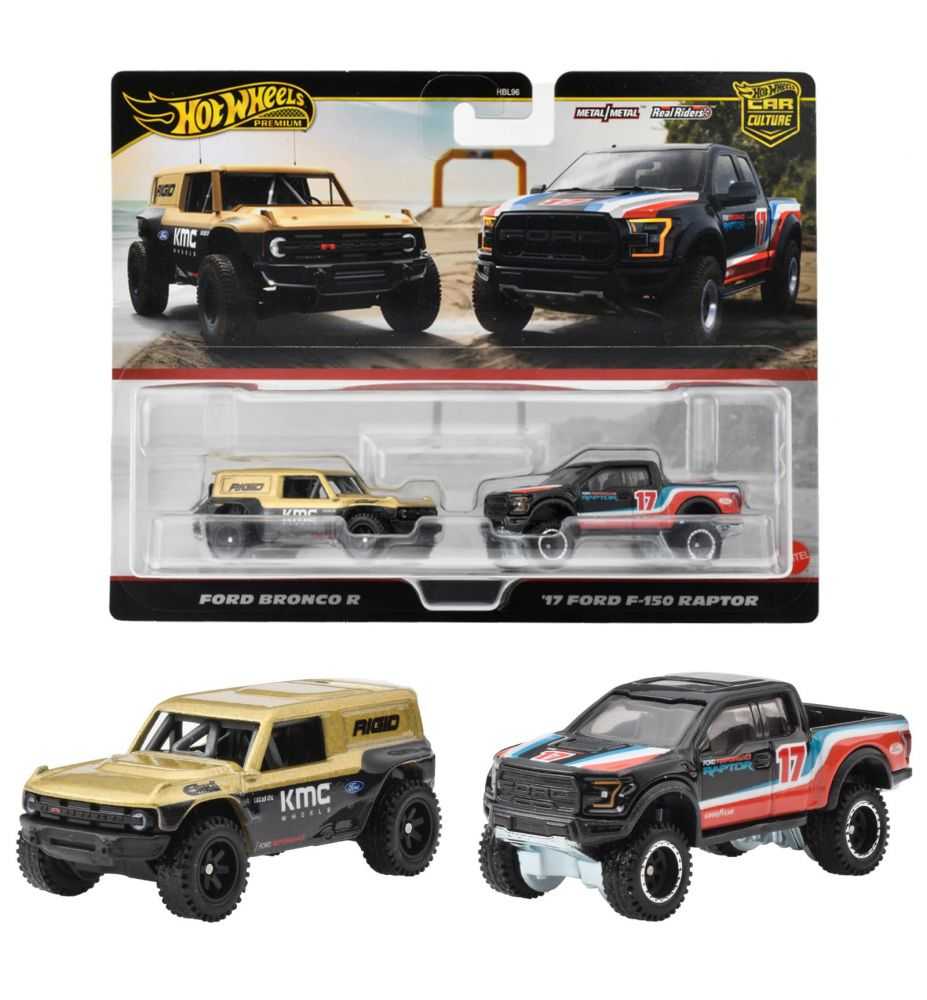 Hot Wheels Premium 2-Pack Ford Bronco R & '17 Ford F-150 Raptor
