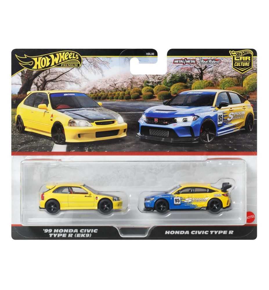 Hot Wheels Premium 2-Pack '99 Honda Civic Type R & Honda Civic Type R