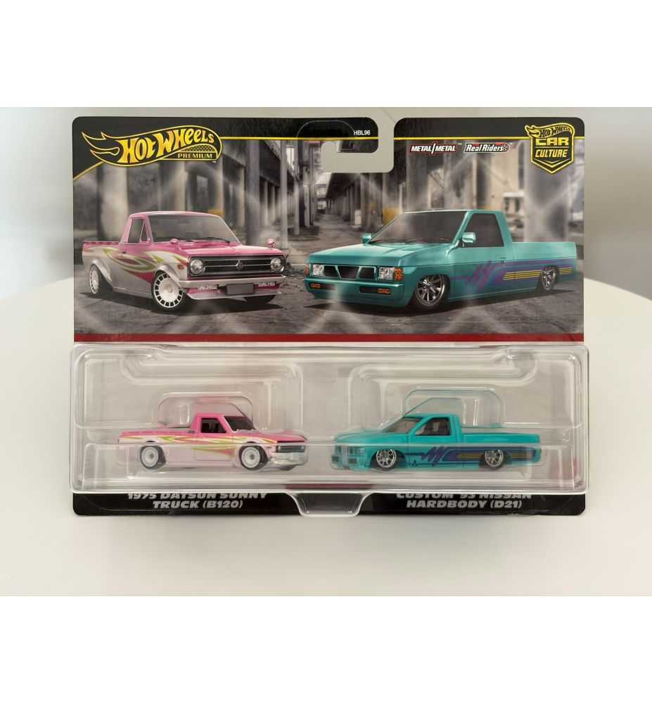 Hot Wheels Premium 2-Pack 1975 Datsun Sunny Truck & Custom '93 Nissan Hardbody