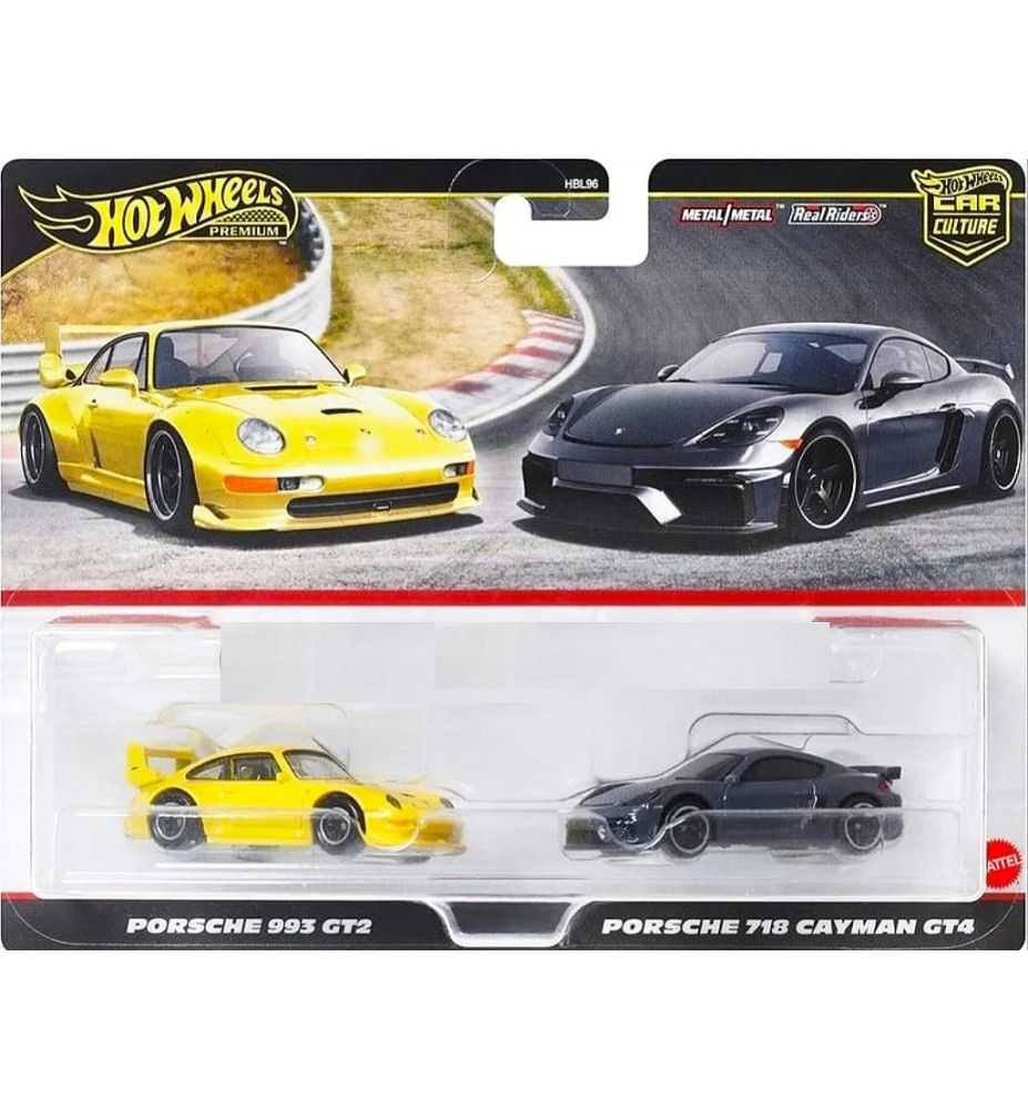 Hot Wheels Premium 2-Pack Porsche 993 GT2 & Porsche 718 Cayman GT4
