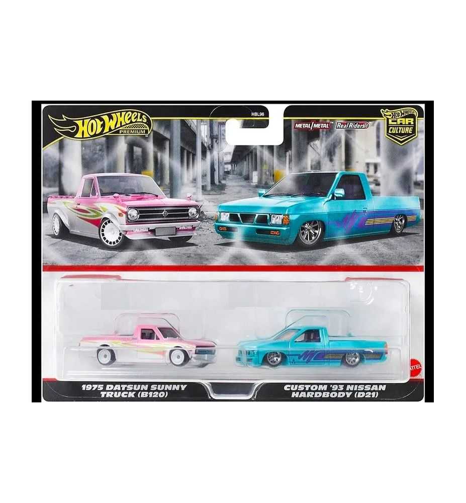 Hot Wheels Premium 2-Pack 1975 Datsun Sunny Truck & Custom '93 Nissan Hardbody