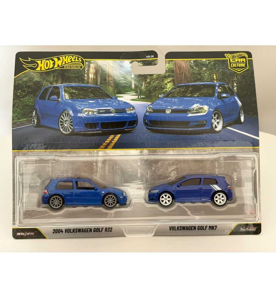 Hot Wheels Premium 2-Pack Custom 2004 Volkswagen Golf R32 & Volkswagen Golf MK7