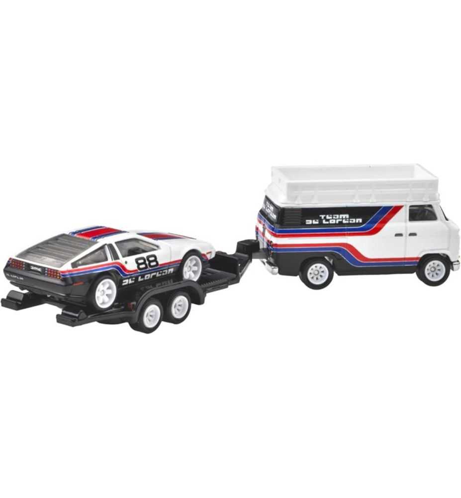 Hot Wheels Premium Team Transport DMC DeLorean + HW Rally Hauler #78