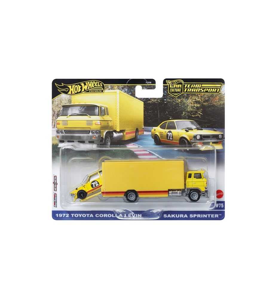 Hot Wheels Premium Team Transport 1972 Toyota Corolla Levin + Sakura Sprinter #75