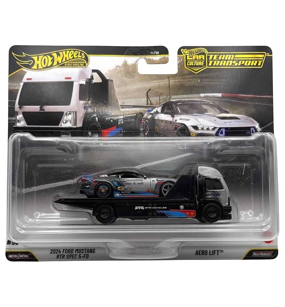 Hot Wheels Team Transport 2024 Ford Mustang RTR Spec 5-FD + Aero Lift