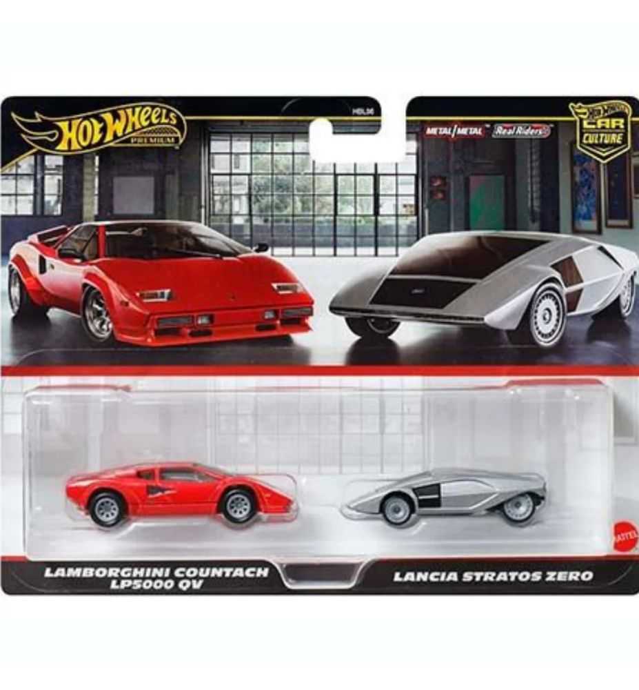 Hot Wheels Premium 2-Pack Lamborghini Countach LP5000 QV & Lancia Stratos Zero