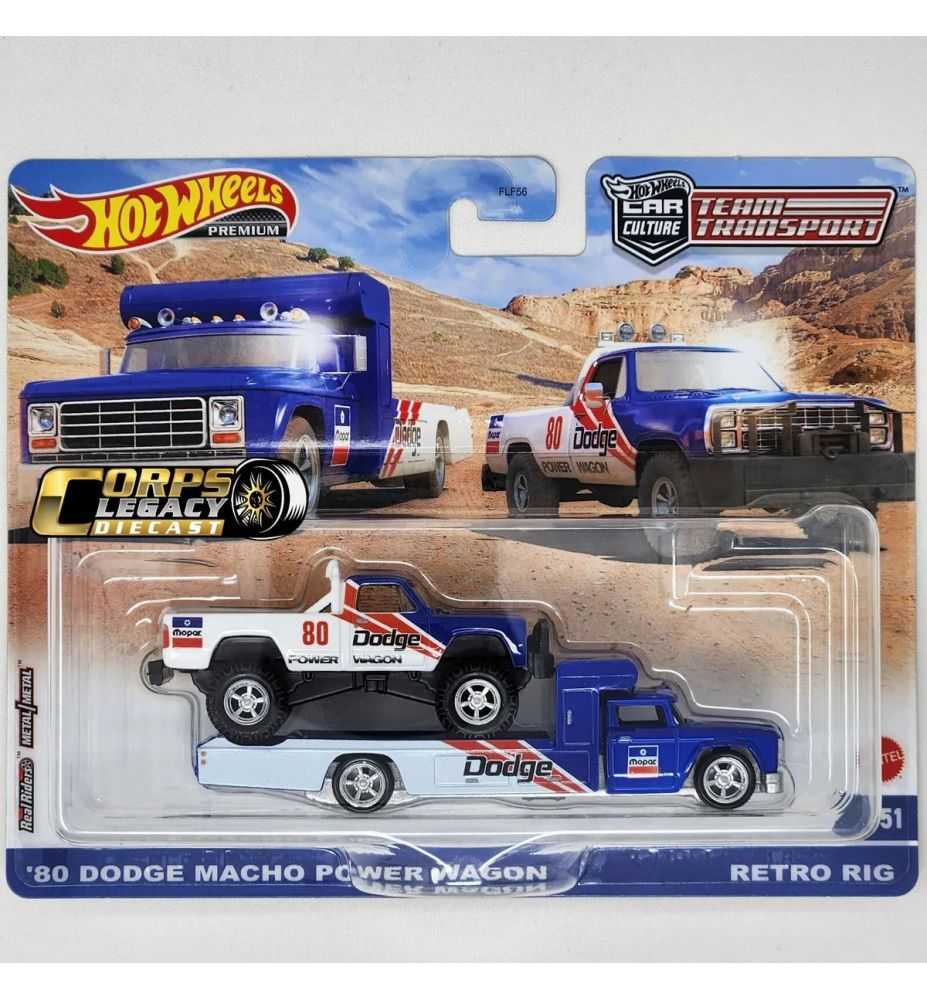 Hot Wheels Team Transport #51 '80 Dodge Macho Power Wagon & Retro Rig