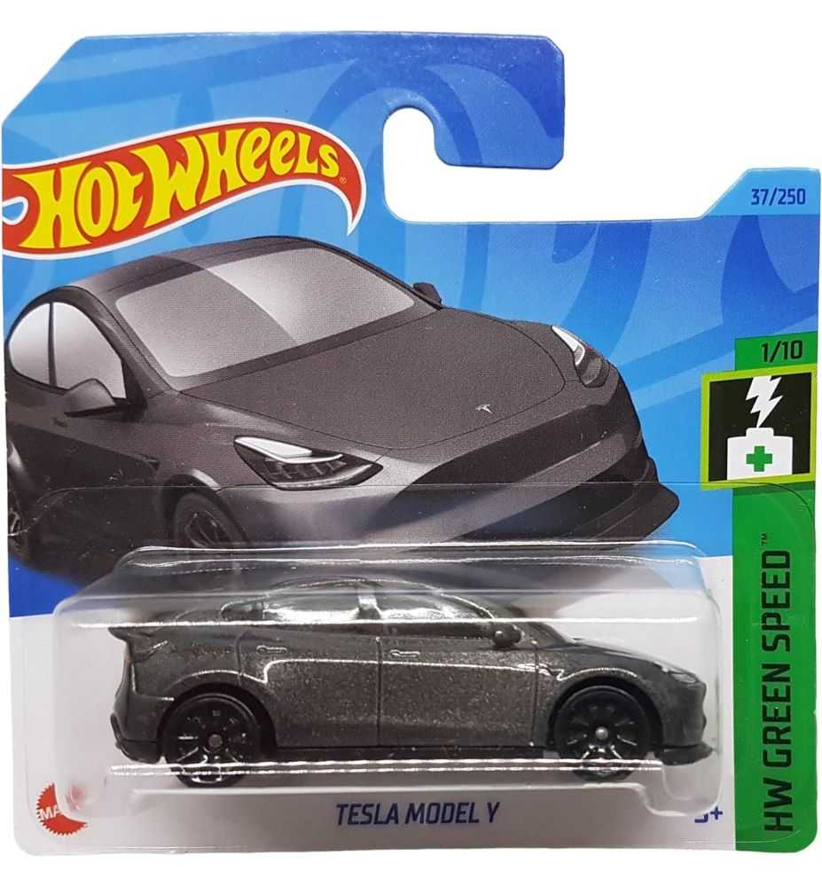 Hot Wheels Tesla Model Y HW Green Speed 1/10 Grey Metallic (Short Card)