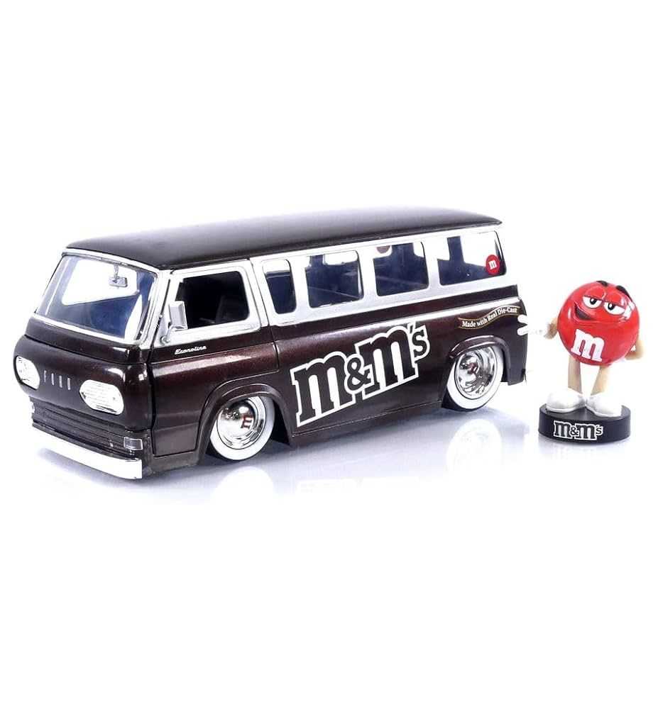 Jada 1965 Ford Econoline with Red M&M's Figure Brown/Silver 1:24
