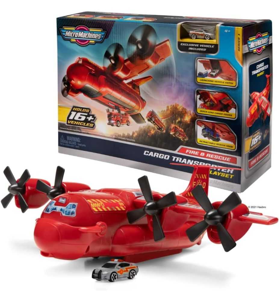 Micro Machines Fire Rescue Cargo Plane + 1 Exclusive Vehicle