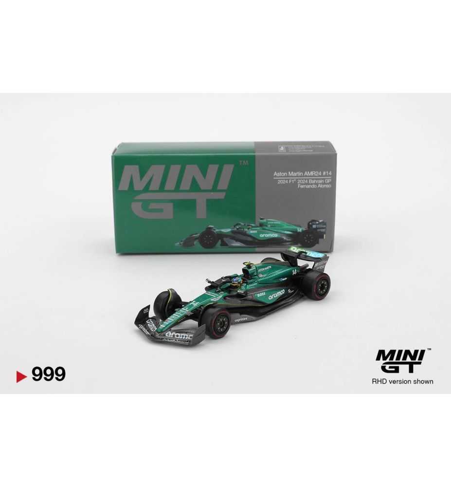 Mini GT Aston Martin AMR24 #14 Fernando Alonso Bahrain GP 2024 1:64