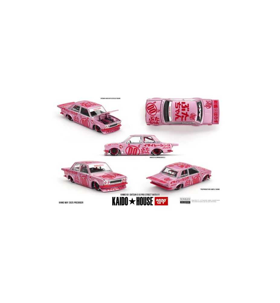 Mini GT Kaido House Datsun 510 Pro Street Buta V1 Pink 1:64