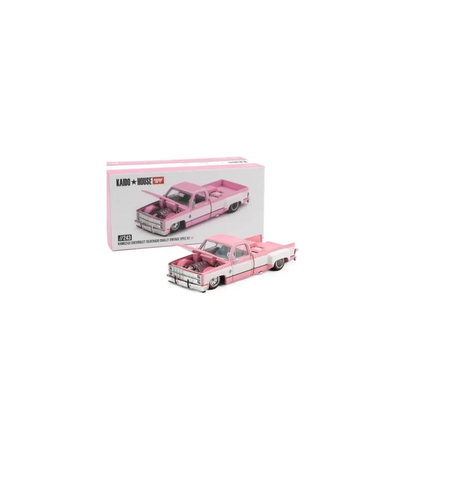 Mini GT Kaido House Chevrolet Silverado Dually Vintage Spec V2 Pink & White 1:64