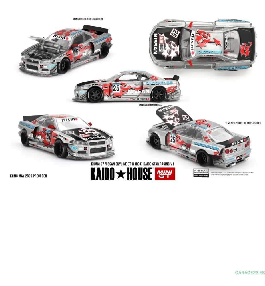 Mini GT Kaido House 1999 Nissan Skyline GT-R R34 Kaido Star Racing V1 Nismo 1:64