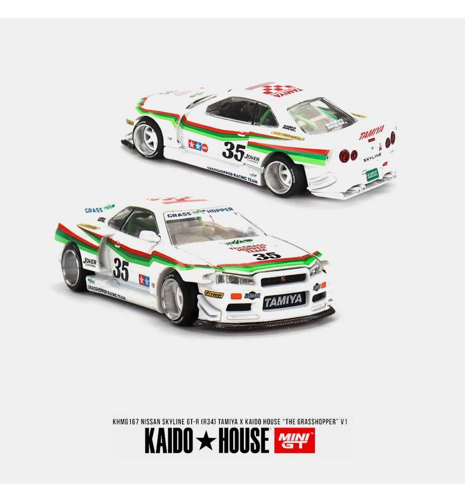 Mini GT Kaido House Nissan Skyline GT-R (R34) The Grasshopper 1:64