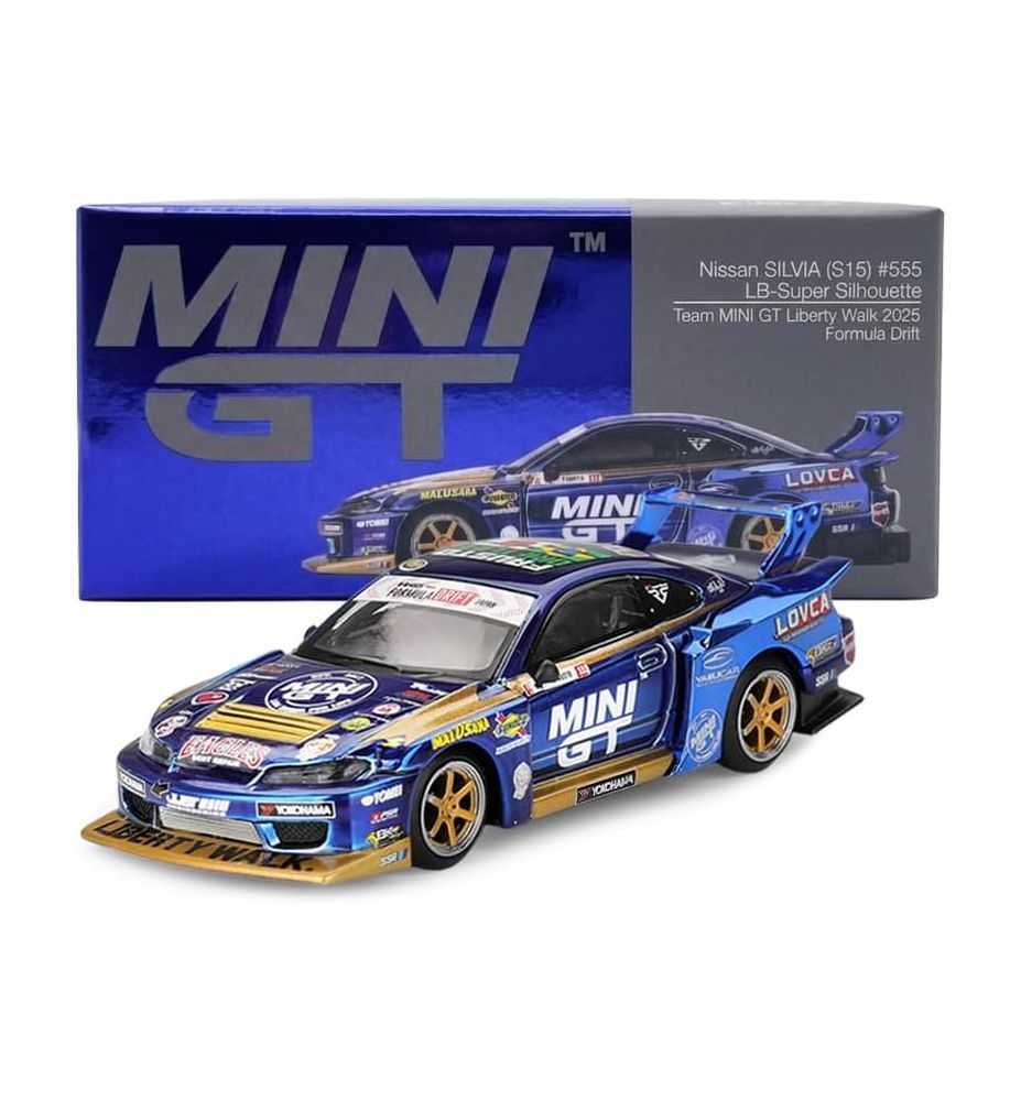 Mini GT Nissan Silvia S15 LB-Super Silhouette 555 Team Liberty Walk Formula Drift 2025 1:64