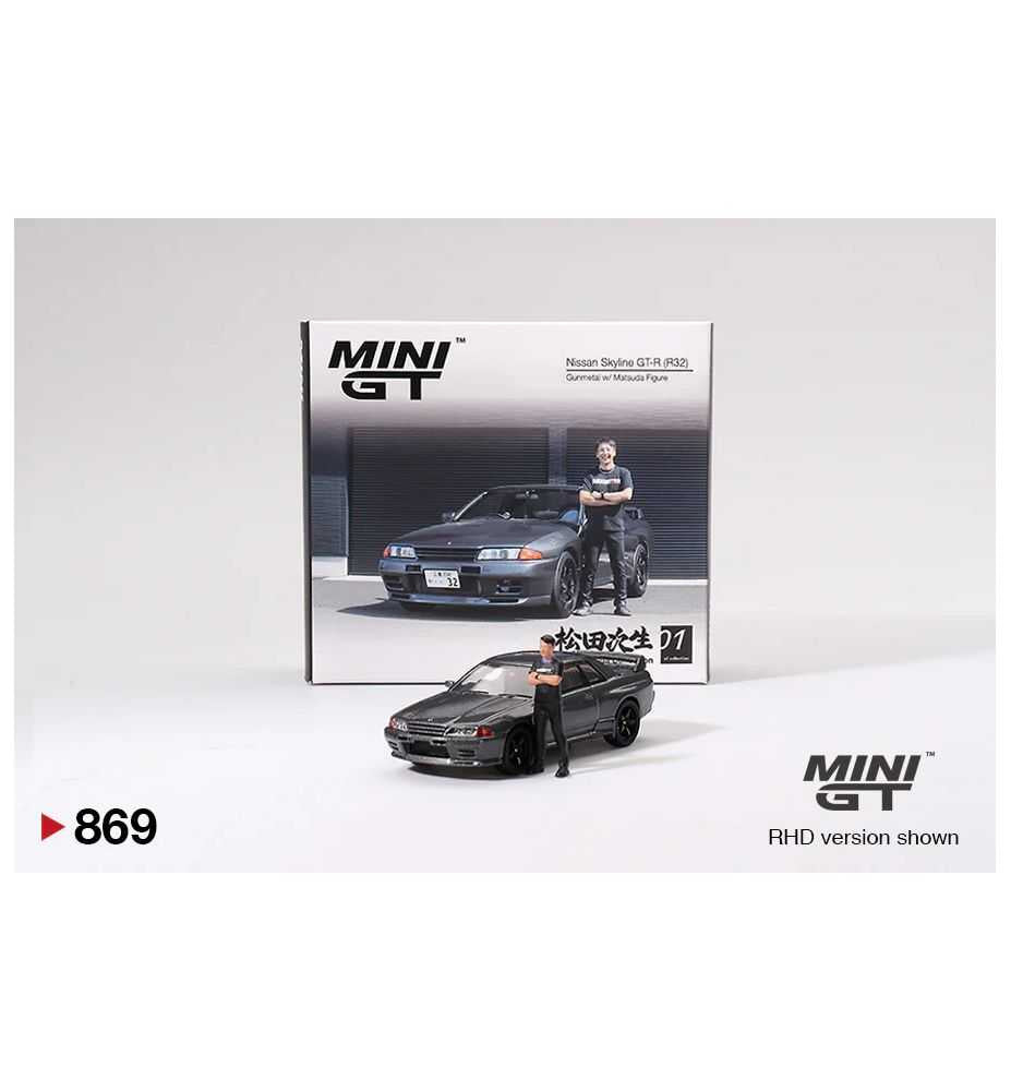 Mini GT Nissan Skyline GT-R (R32) Gunmetal with Matsuda Figure 1:64