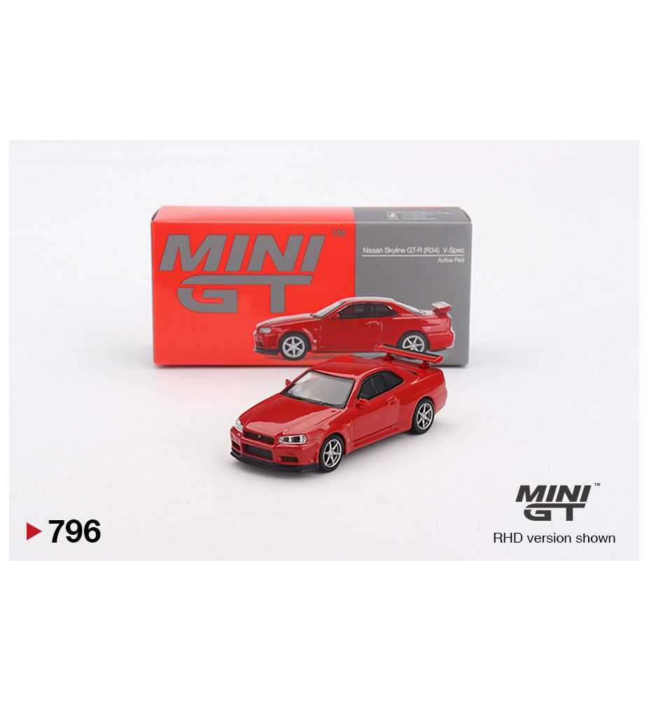 Mini GT 1999 Nissan Skyline GT-R (R34) V-Spec Active Red 1:64