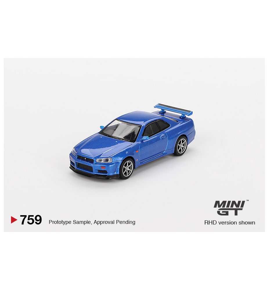 Mini GT Nissan Skyline GT-R (R34) V-Spec Bayside Blue 1:64