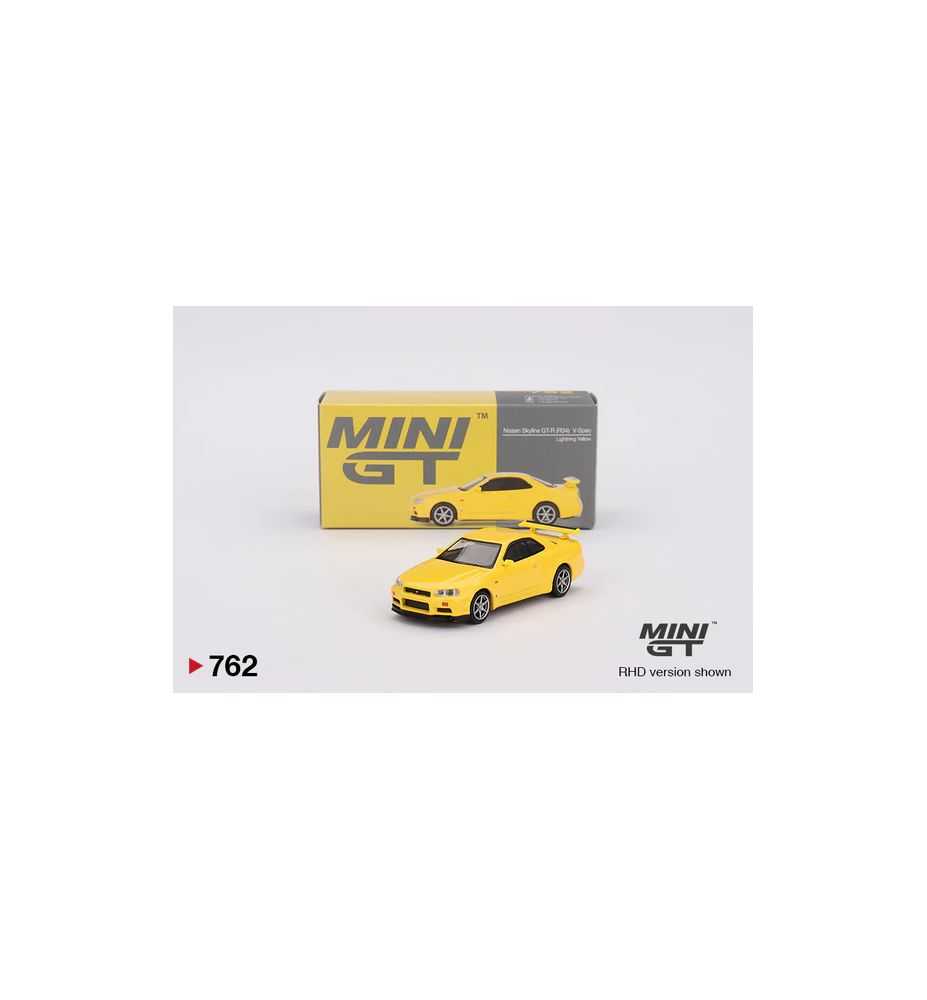 Mini GT Nissan Skyline GT-R (R34) V-Spec Lightning Yellow 1:64