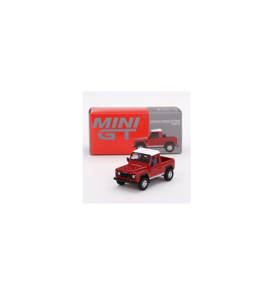 Mini GT Land Rover Defender 90 Pickup Masai Red RHD 1:64