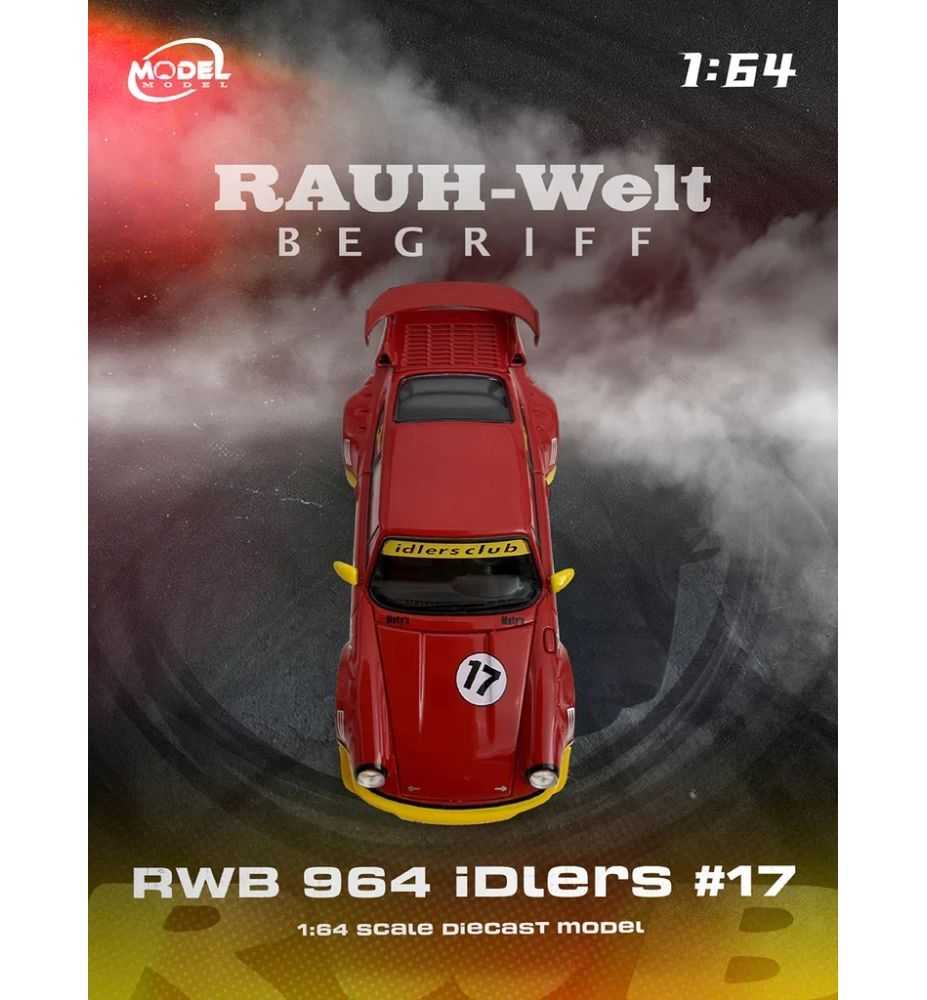 Model Model Porsche RWB 964 Idlers 17 Red/Yellow 1:64