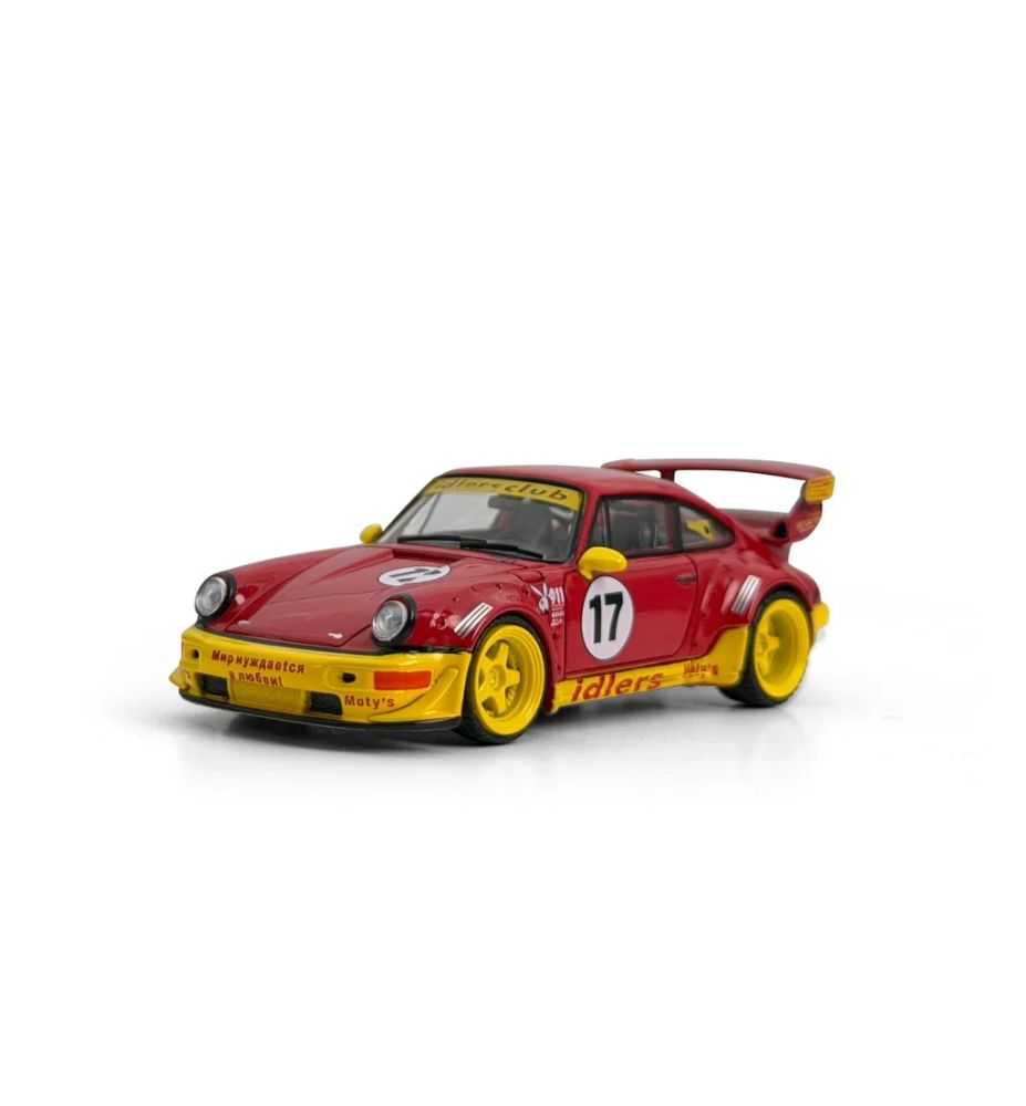 Model Model Porsche RWB 964 Idlers 17 Red/Yellow 1:64