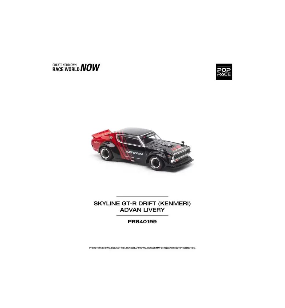 Pop Race Nissan Skyline GT-R Drift (Kenmeri) Advan Livery Red/White 1:64