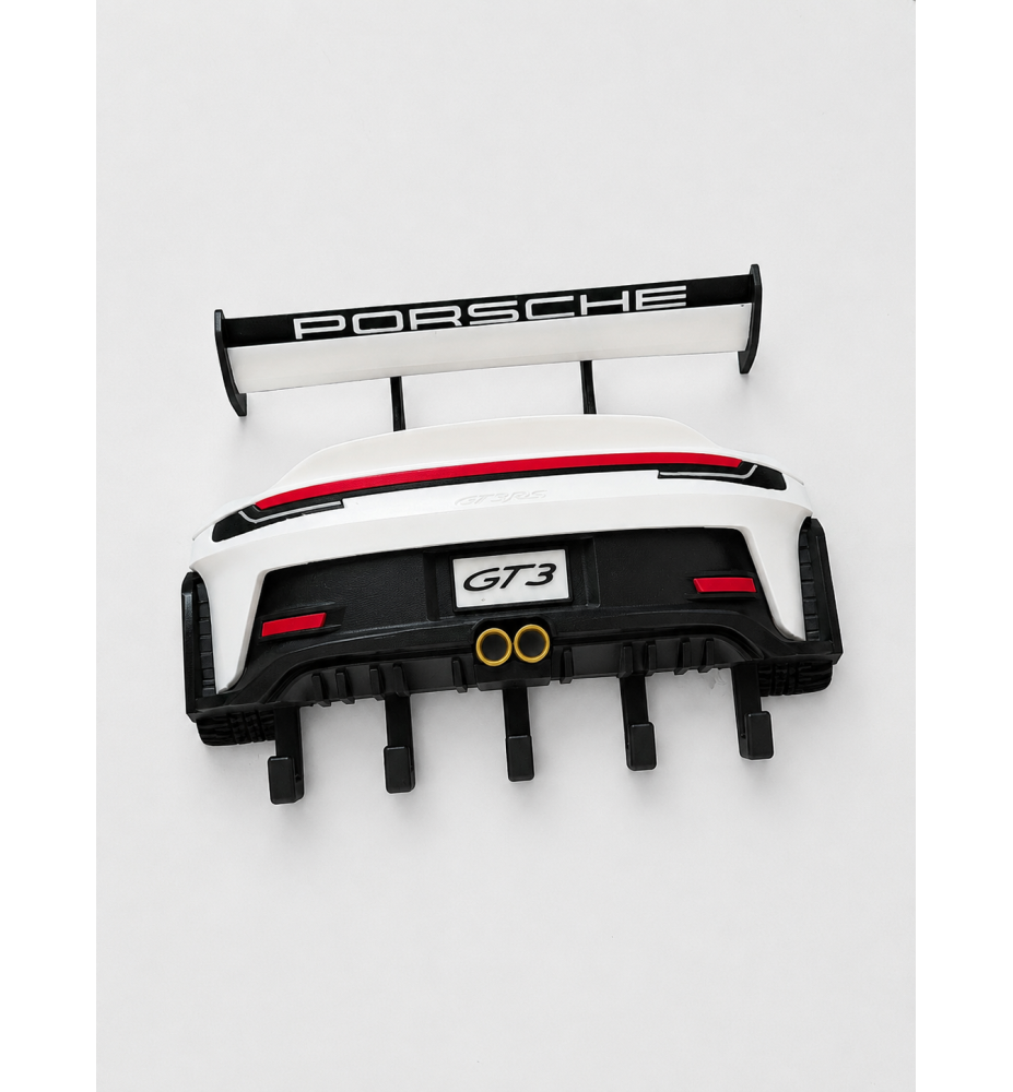 JDM Porsche 911 GT3 Rear Key Holder 3D Printed White