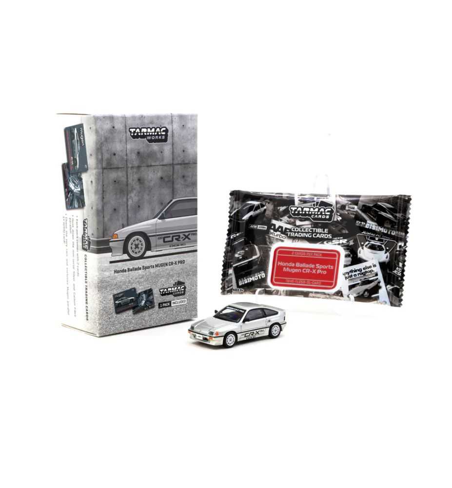 Tarmac Works Honda Ballade Sports Mugen CR-X Pro Silver + Card 1:64